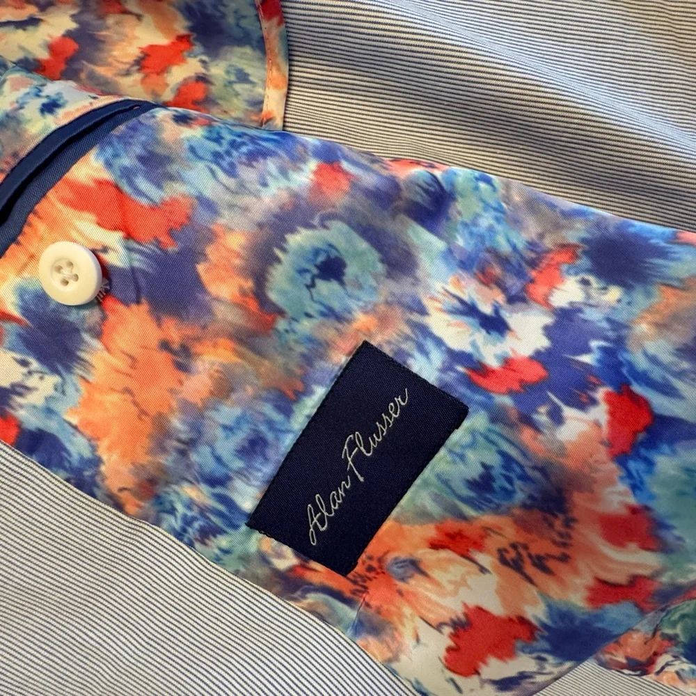 Alan Flusser Striped Blazer with Multicolor Lining - Picture 6 of 7